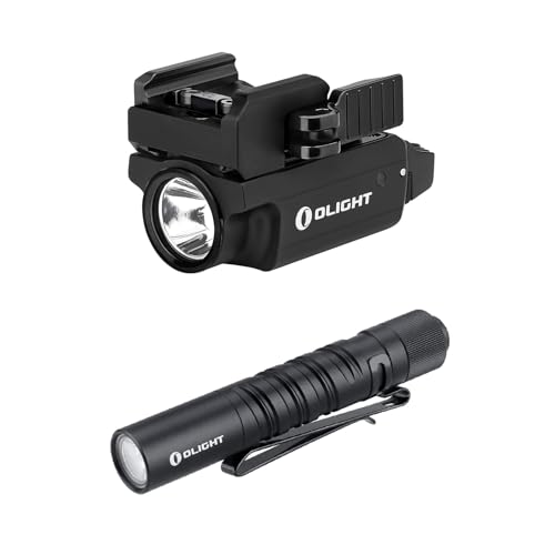 OLIGHT PL-Mini 2 Valkyrie Compact Weaponlight, 600 Lumens Tactical Flashlight and I3T EOS 180 Lumens Dual-Output Slim EDC Flashlight