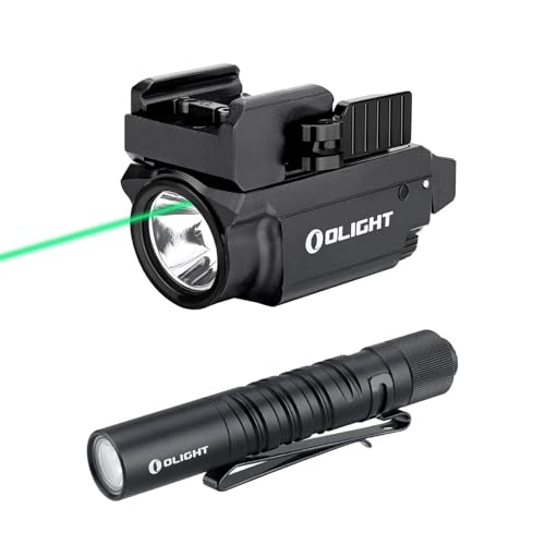 OLIGHT Baldr Mini 600 Lumens Rechargeable Weaponlight with Green Beam and White LED Combo Bundles I3T EOS 180 Lumens Dual-Output Slim EDC Flashlight