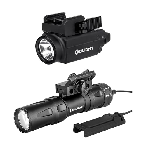 OLIGHT Baldr S 800 Lumens Compact Rail Mount Weaponlight with Green Beam and White LED Combo Bundle Odin Mini 1250 Lumens Ultra Rechargeable Mlok-Mount Flashlight, 240 Meters Beam Distance