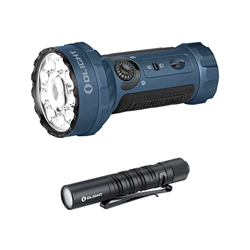 OLIGHT Marauder Mini 7,000 Lumens Bright Flashlight with 600 Meters Beam Distance, Powerful RGB Bundle I3T EOS 180 Lm Dual-Output Slim EDC Light