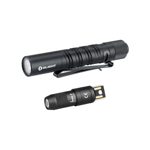 OLIGHT I3T EOS 180 Lumens Dual-Output Slim EDC Flashlight Bundle with IMINI 2 EDC Rechargeable Keychain Flash Light