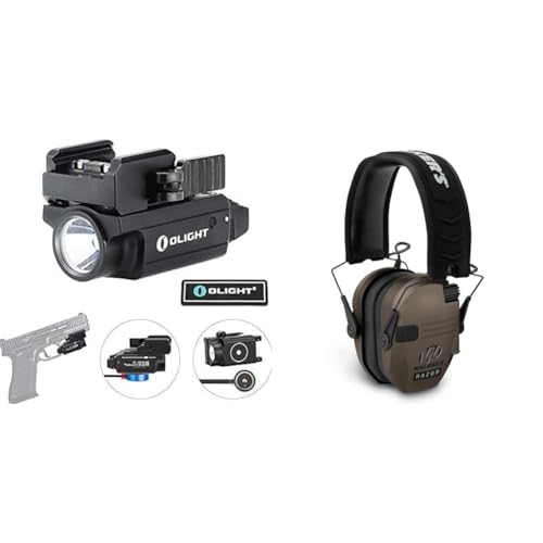 OLIGHT Baldr RL Mini 600 Lumens Compact Rail Mounted Weaponlight with Red Beam and White LED Combo & Walker's Razor Slim Electronic Muff, Black