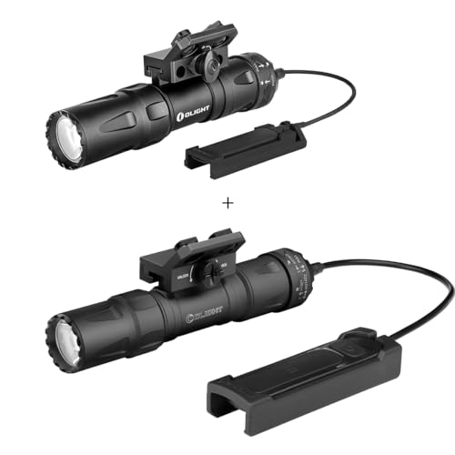 OLIGHT Odin Mini 1250 Lumens Ultra Compact Rechargeable Flashlight Bundle Odin S 1500 Lum MLOK Rail Mounted Weaponlight with Upgraded Remote Pressure Switch