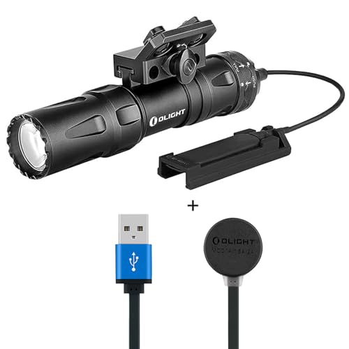 OLIGHT Odin Mini 1250 Lumens Ultra Compact Rechargeable Mlok Mount Tactical Flashlight Bundle MCC 3 Charger in Balck Upgraded Smart Magnetic Charging Cable