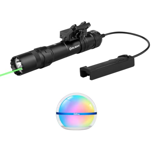 OLIGHT Odin GL M 1500 Lumens MLOK Mount Rechargeable Tactical Flashlight with Green Beam and White LED Combo Bundle Sphere Smart Night Light, 75 lumens Stepless Dimming Table Lamp