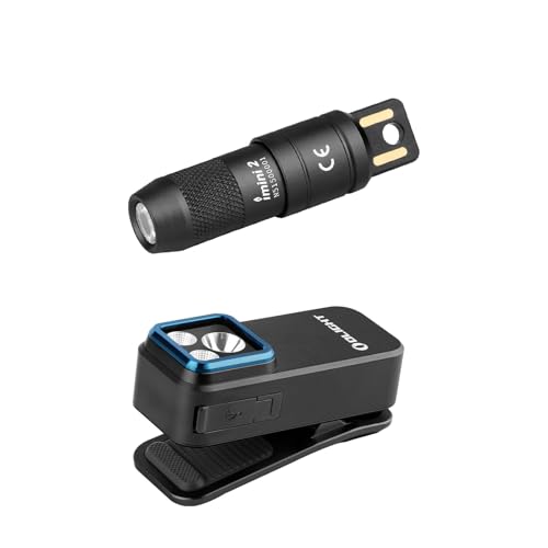 OLIGHT IMINI 2 EDC Rechargeable Keychain Flashlight with Oclip Pro Clip-on Light Black