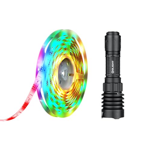 OLIGHT Ostrip Smart LED Strip Lights with App Control Bundle with Warrior X 4 Rechargeable Tactical Flashlight 2,600 High Lumens with 630 Meters Long Range Thrower