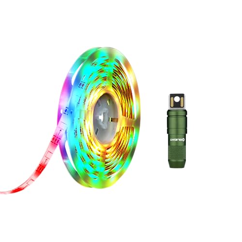 OLIGHT Ostrip Smart LED Strip Lights with App Control Bundle with IMINI 2 EDC Rechargeable Keychain Flashlight