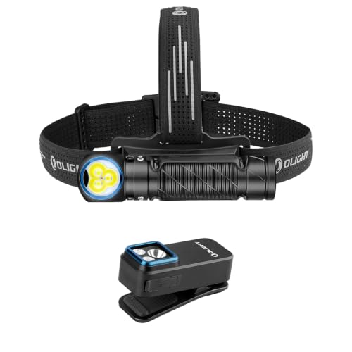 OLIGHT Oclip Pro Rechargeable EDC Clip-on Flashlight Bundle with Perun 3 Headlamp Rechargeable, Red Light, Waterproof