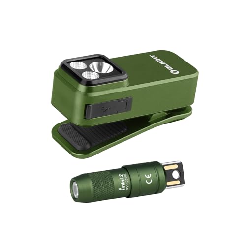 OLIGHT Oclip Pro EDC Flashlight Clip-on Rechargeable 500 Lumens Bundle IMINI 2 Keychain Light, 50 LMS Compact and Portable