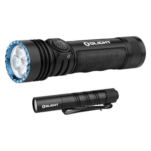 OLIGHT Seeker 4 Pro Rechargeable Flashlights with USB C Holster Bundle with I3T 2 EOS 200 Lumens Compact Handheld Flash Lights