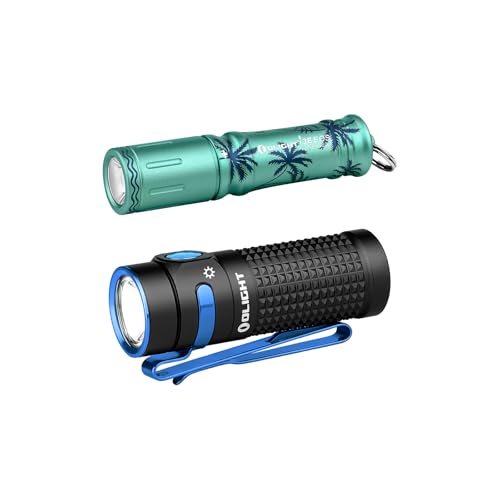 OLIGHT i3E EOS PMMA TIR Lens AAA EDC Flashlight Keychain Bundle with Baton4 Rechargeable EDC Flashlight, 1300 Lumens LED Pocket Light