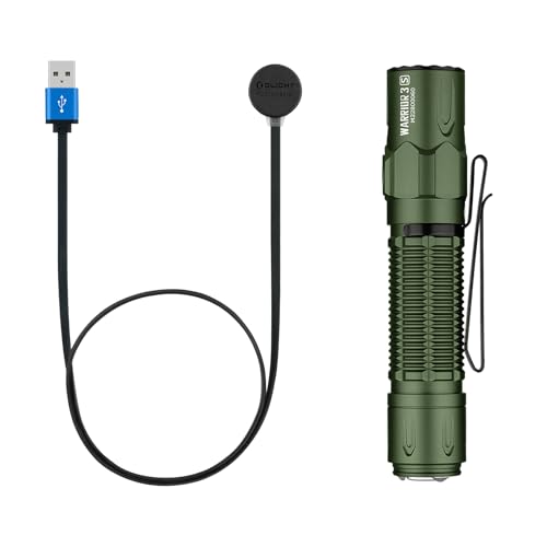 OLIGHT MCC 3 Charger in Balck Upgraded Smart Magnetic Charging Cable Bundle Warrior 3S 2300 Lumens Rechargeable Tactical Flashlight (OD Green)