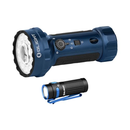 OLIGHT Marauder Mini 2 Bright Flashlight 10,000 Lumen with 750 Meters Beam Distance Bundle with Baton4 Rechargeable EDC Flashlight, Bright LED Flashlight