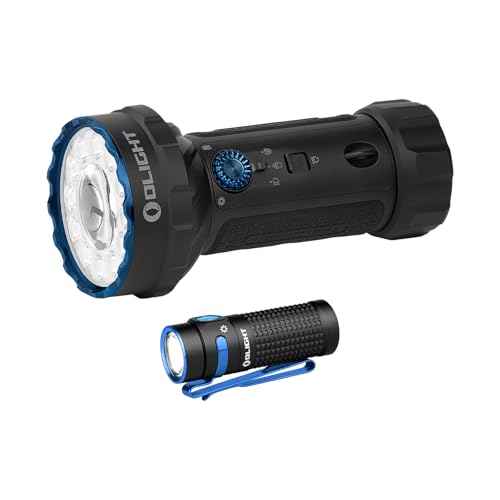 OLIGHT Marauder Mini 2 Bright Flashlight 10,000 Lumen with 750 Meters Beam Distance Bundle with Baton4 Rechargeable EDC Flashlight, Bright LED Flashlight