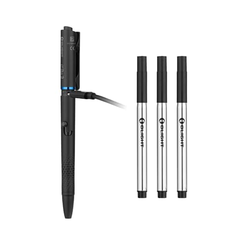 OLIGHT O'Pen 3 4-in-1 Pen Light Black Bundle with 3 Gel Ink Refills