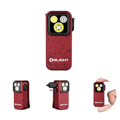 OLIGHT Oclip Pro Rechargeable EDC Clip-on Flashlight, Crackle Red
