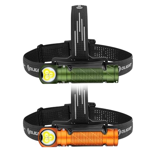 OLIGHT Perun 3 Headlamp Rechargeable, Red Light, Waterproof Orange Bundle with OD Green