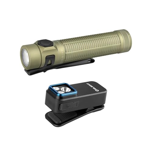 OLIGHT Oclip Pro EDC Flashlight Clip-on Light, Rechargeable 500 Lumens with Three Lighting Solutions Type-C Bundle with BatonUltra 1800 Lumens EDC Flashlight with Magnetic Tail Switch