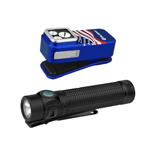 OLIGHT Oclip Pro S EDC Flashlight Clip-on Light, 600 Lumens Type-C Rechargeable with White LED, UV and RGB Bundle with Baton4 Pro EDC Flashlight Rechargeable, 1600 Lumens Small Pocket LED Fl