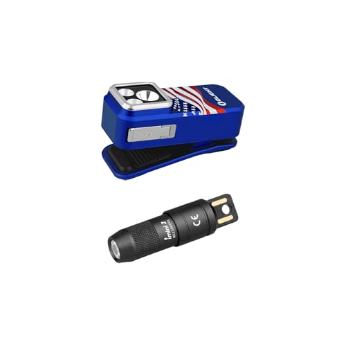 OLIGHT Oclip Pro S EDC Flashlight Clip-on Light, 600 Lumens with White LED, UV and RGB, Magnetic Flash Lights Bundle with IMINI 2 EDC Rechargeable Keychain Flashlight, 50 Lumens Compact for 