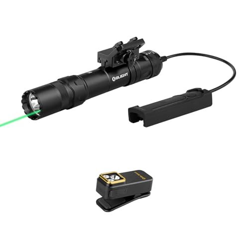 OLIGHT Odin GL M 1500 Lumens MLOK Mount Rechargeable Tactical Flashlight with Green Beam and White LED Combo Bundle Oclip Pro S EDC Flashlight Clip-on Light