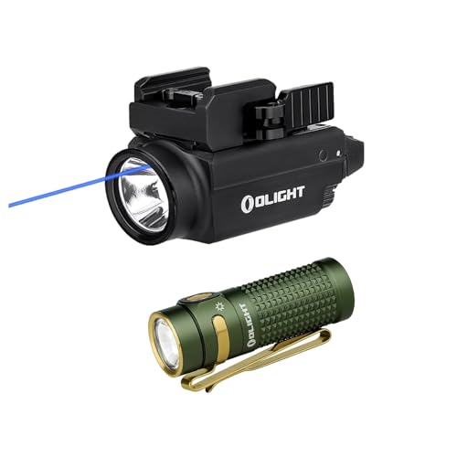 OLIGHT Baldr S Blue Beam 800 Lumens Magnetic USB Rechargeable Tactical Flashlight with White LED Bundle Baton4 Rechargeable EDC Flashlight, Bright Small Flashlight