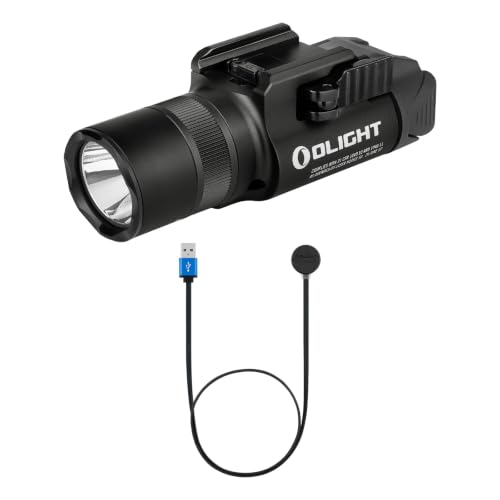 OLIGHT Baldr Pro R 1350 Lumens Magnetic USB Rechargeable Tactical Flashlight Bundled with MCC 3 Charger in Black Upgraded Smart Magnetic Charging Cable