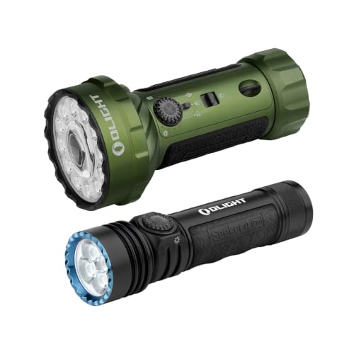 OLIGHT Marauder Mini 2 Bright Flashlight 10,000 Lumen with 750 Meters Beam Distance Bundle with Seeker 4 Pro High Powerful Bright Light Rechargeable Flashlight