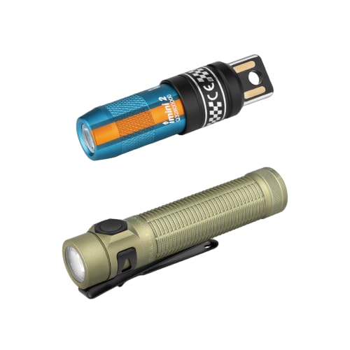 OLIGHT IMINI 2 EDC Rechargeable Keychain Flashlight Bundle BatonUltra EDC Flashlight Rechargeable, 1800-Lumen 6 Modes Pocket Light with Pure White Light, USB C Bright LED Flashlights