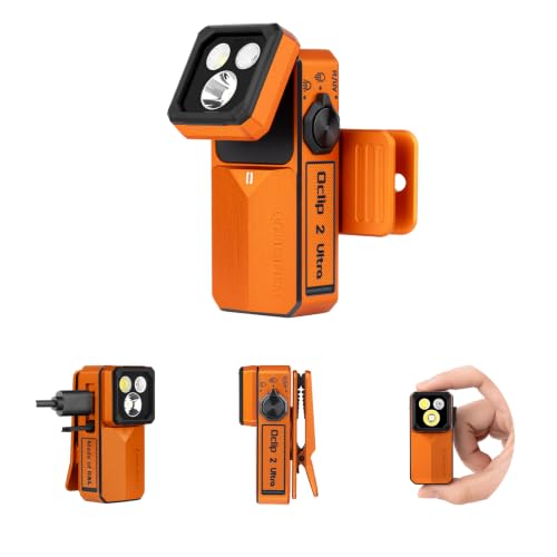 OLIGHT Oclip 2 Ultra EDC Rechargeable Flashlight Clip Light, Amber Orange