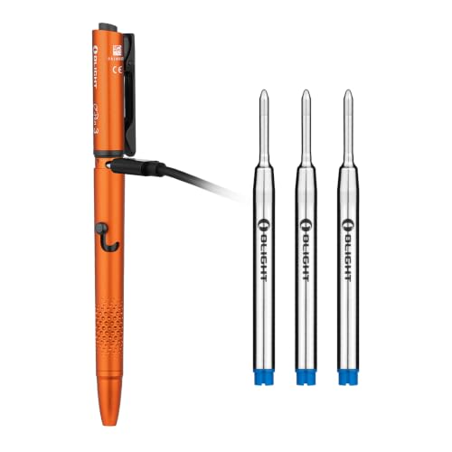 OLIGHT O'Pen 3 EDC Pen Light Orange with 3 Blue Ink Refills