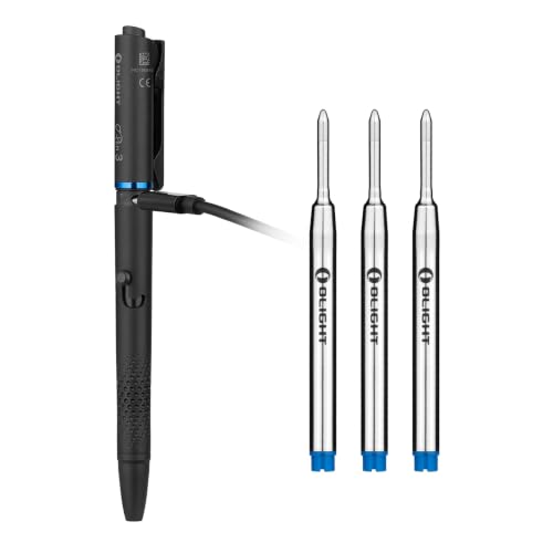 OLIGHT O'Pen 3 EDC Pen Light Black with 3 Blue Ink Refills