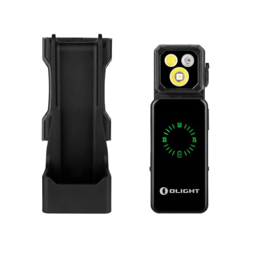 OLIGHT Oclip 2 Ultra EDC Rechargeable Flashlight Clip Light, Charging Dock, Black Bundle with Oclip 2 Holster