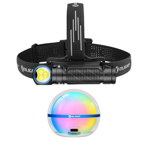 OLIGHT Perun 3 Headlamp Rechargeable, Red Light, Waterproof Bundle with Sphere C Smart Night Light, RGB Dimmable, USB-C Rechargeable