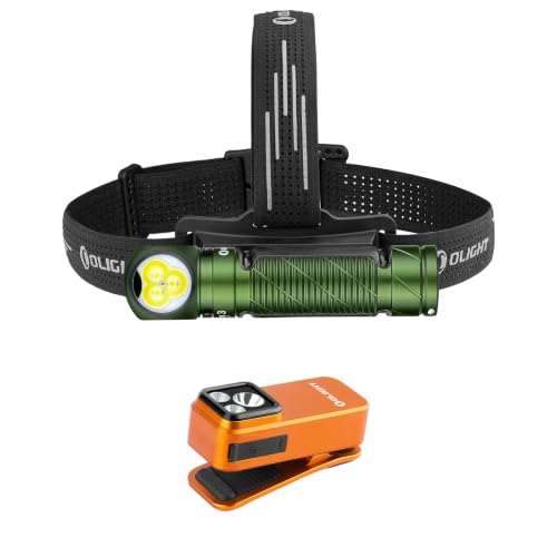 OLIGHT Oclip Pro S Rechargeable EDC Clip-on Flashlight Bundle with Perun 3 Headlamp Rechargeable, Red Light, Waterproof